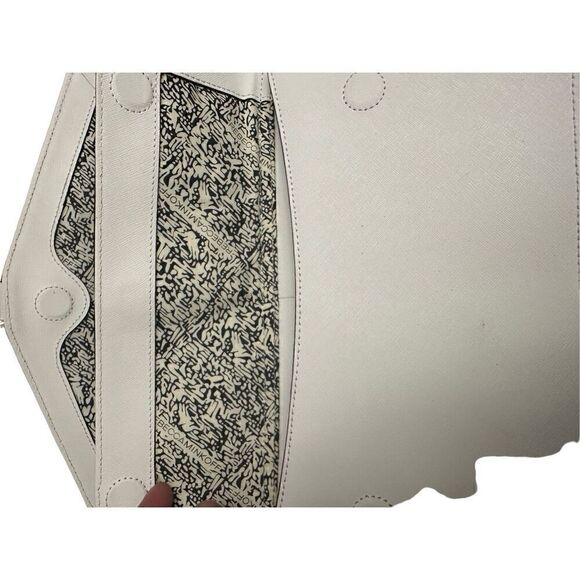 Rebecca Minkoff Handbag Bag Crossbody Hudson White Black Saffiano Leather Flap - Picture 8 of 12
